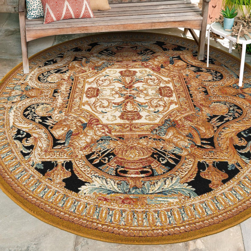Indoor/Outdoor Traditional Area Rug, Round 10'
