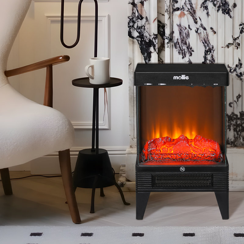 Electric Fireplace Space Heater Stove, 1500W Freestanding Fireplace with 3D Realistic Flame Effect
