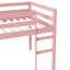 Lit simple mezzanine rose avec structure en bois d'hévéa massif, 13 lattes en contreplaqué, structure de chambre à coucher à lattes renforcées en bois et à hauteur basse, offrant de nombreuses options de rangement-1044050297