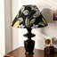 Petite lampe de table moderne en bois massif noir et métal avec abat-jour en lin pour le salon de la chambre à coucher, ampoule incluse