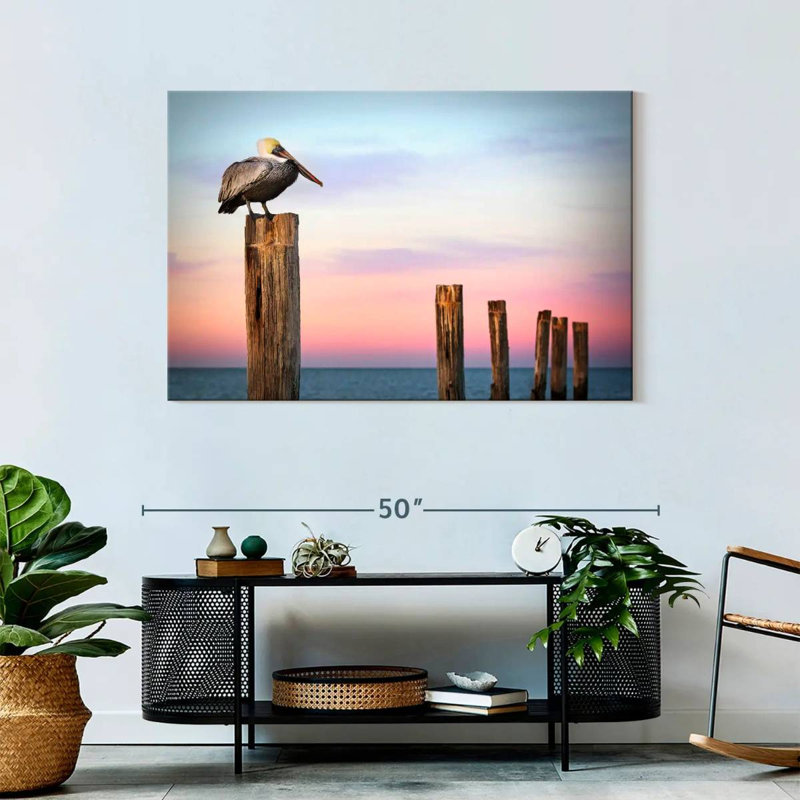 Pelican Brampt Fort Myers au coucher du soleil, H 30 po x l 45 po