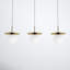 Luminaire suspendu linéaire 3 lumières Cathy - Finition laiton brossé - Abat-jour en verre opale blanc