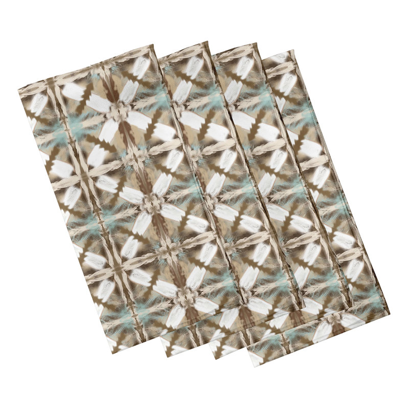 Charlie-May Polyester Geometric Square Napkin, Brown