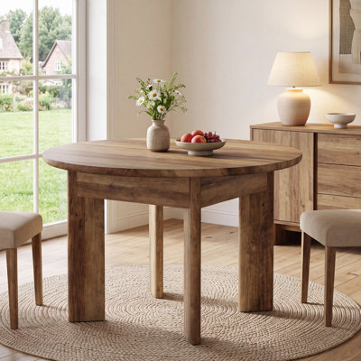 39.37" Round Farmhouse Dining Table for 2-4 People ,Rustic Circular Kitchen Table