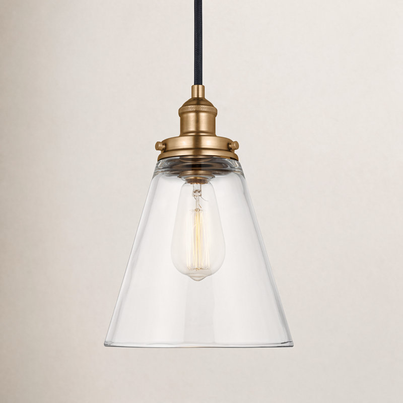 Luminaire suspendu conique 1 lumière Topanga, H 11,62 po x l 8,5 po x P 8,5 po, Laiton satiné