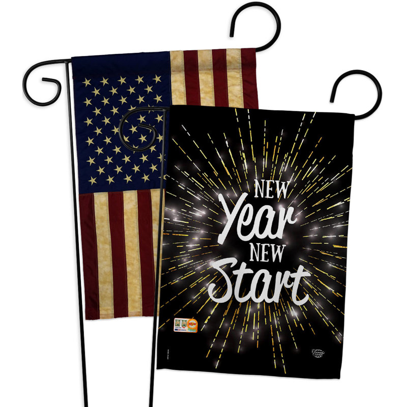 Drapeau de jardin en polyester 18,5 x 13 po New Year Start