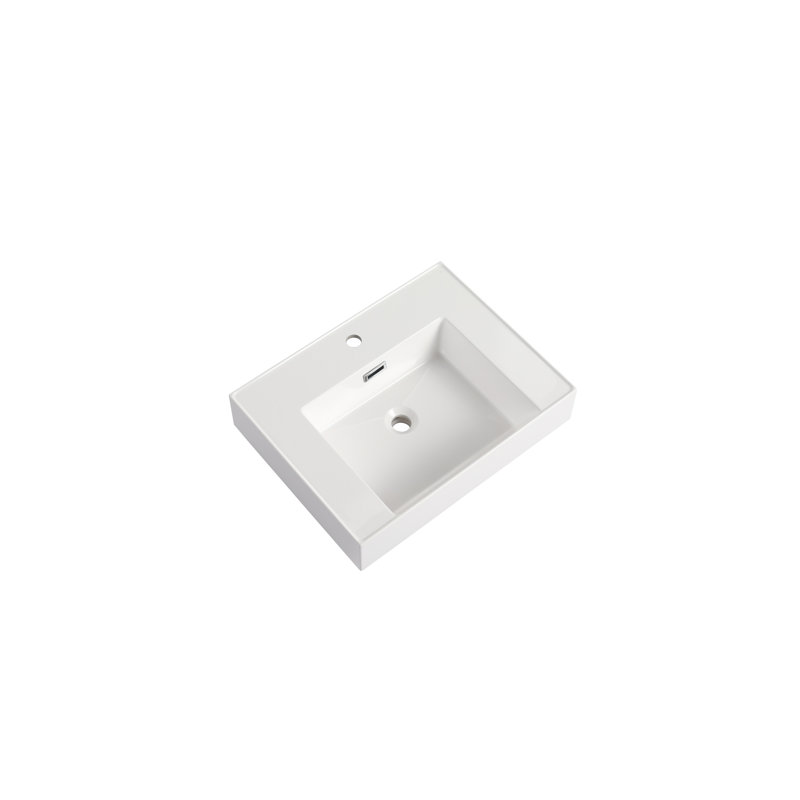 Vasque de salle de bain en résine - Aspect chêne blanc américain, hauteur 13 cm x largeur 46,7 cm x profondeur 60 cm, matériau sécuritaire et adapté à la salle de bain, résistant aux taches.