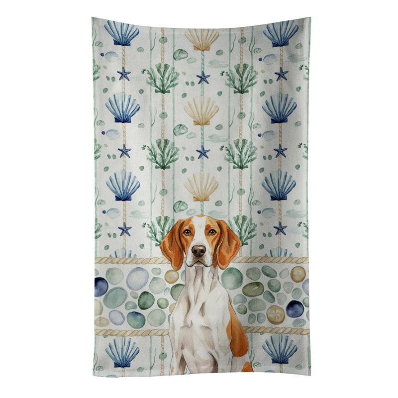 Serviette de cuisine orange et blanche, Orange and White Pointer