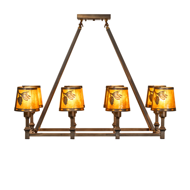38" Long Balsam Pine 8 Light Oblong Chandelier