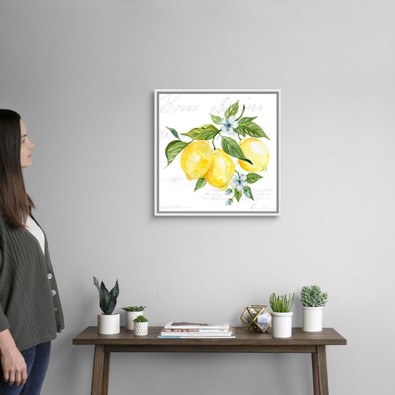 Lemon Squeeze II - reproduction d'art sur toile, Cadre flottant blanc, H 21,7 po x l 21,7 po x P 1,75 po