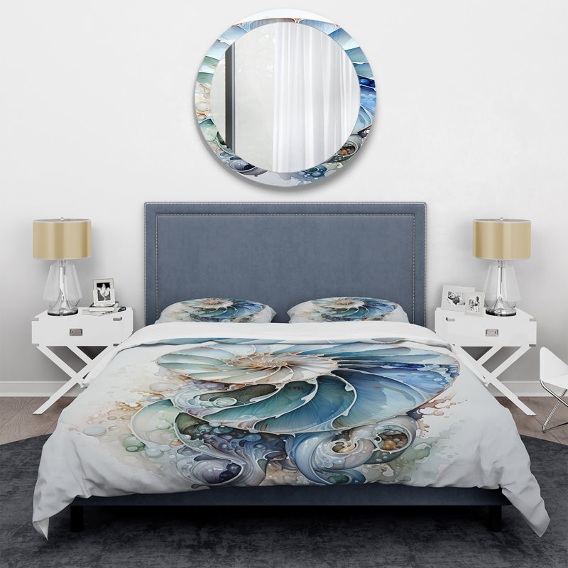 Ensemble de housse de couette Nautilus Ocean Blue Shells Symmetry - Nautilus