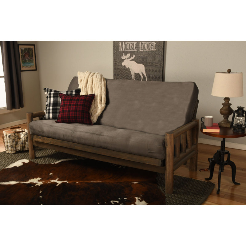Ensemble de futon et matelas Stratford, Microsuède gris, Naturel