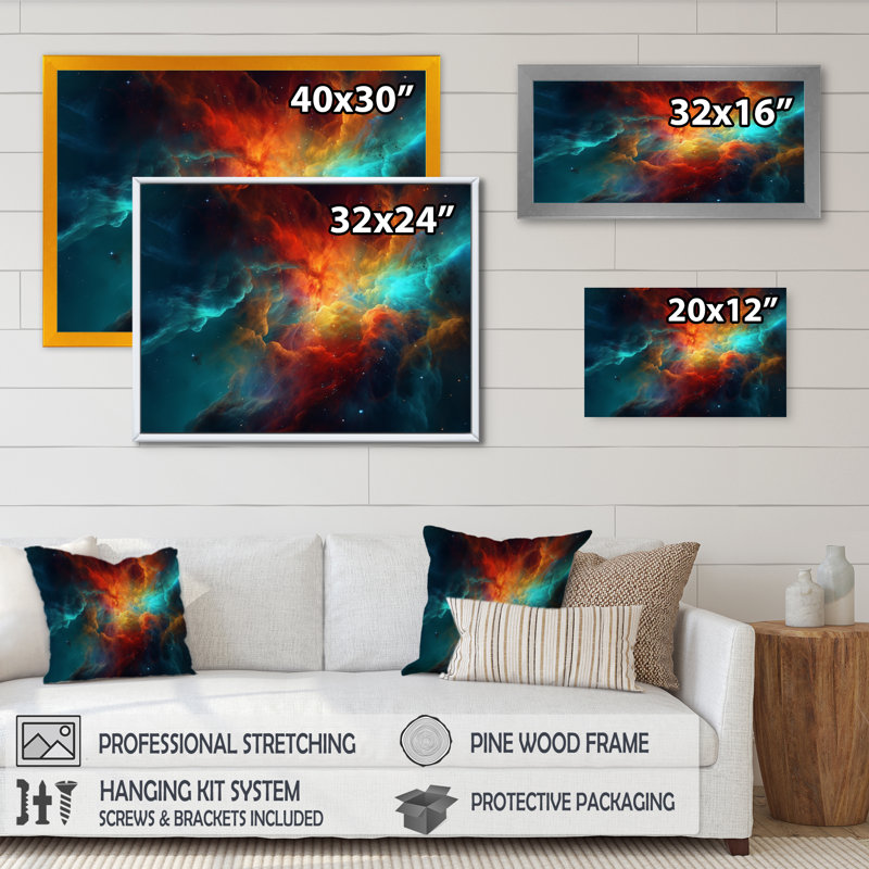 Revolution Space VII - Imprimé, Cadre simple noir, H 12 po x l 20 po x P 1 po
