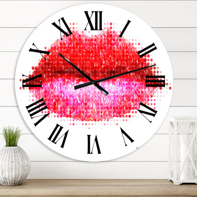 Abstract Red Woman Lips - Modern wall clock