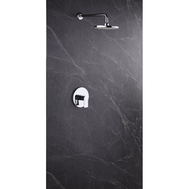 Wedge Collection Shower Trim Only: 8" Round Shower Head, Single Handle Set & Rough-in Valve Included - Chrome Polished