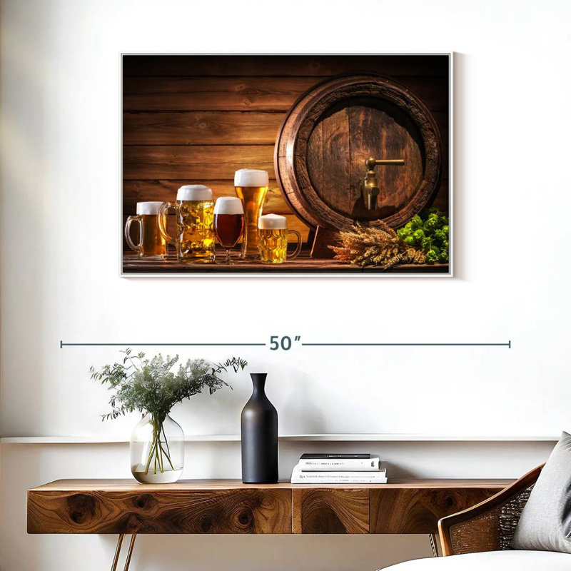 Baril de bière, Cadre flottant blanc, 37 po x 25 po