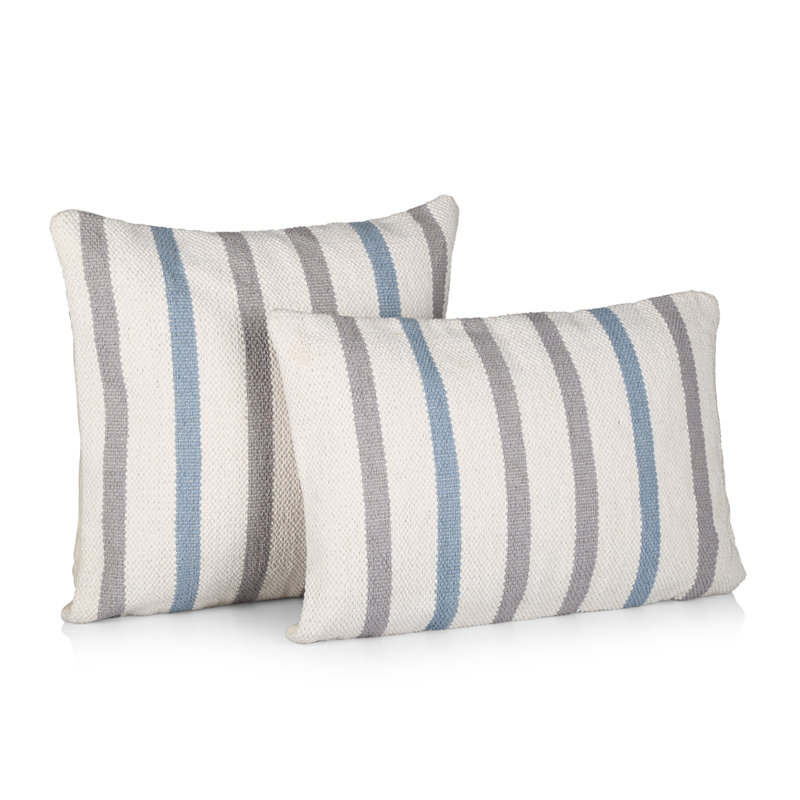 Chanhassen Striped Cushion Cover, Blue/Grey/White