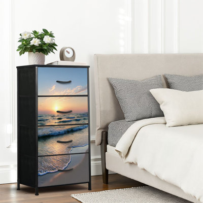 4 Drawer Dresser for Bedroom, Narrow Chest of Drawers, Wooden Top and Study Iron Frame 18"x37.5"-(WxH)