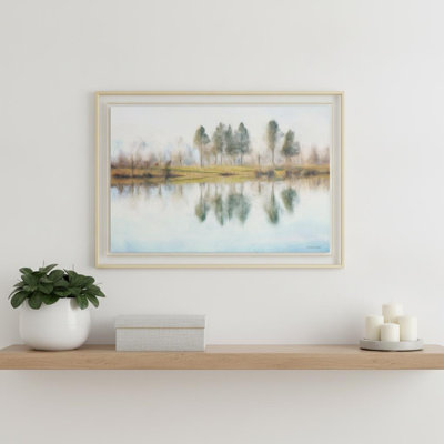 «Lake Reflections», reproduction d'art encadrée blanche