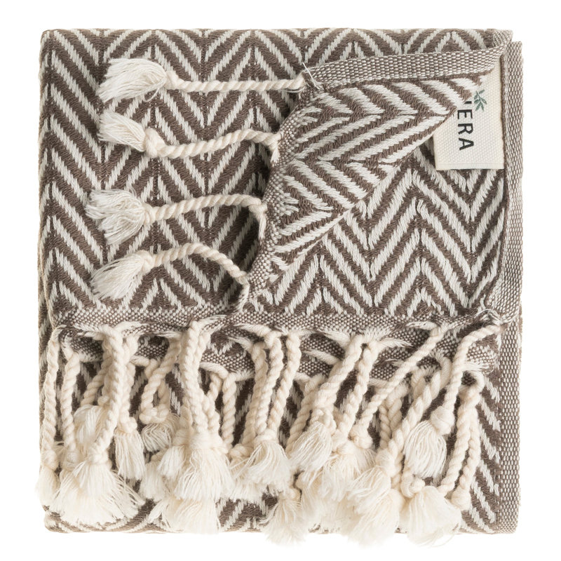 Herringbone Turkish Cotton Hand Towel Bundle, Taupe Brown