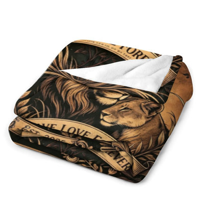 Jeté de lion en flanelle de luxe à motif floral, couverture douce et chaude pour le canapé-lit du salon