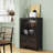 Storage Cabinet With 4 Iron Doors,Black Sturdy Metal Frame and Metal Legs-53977092