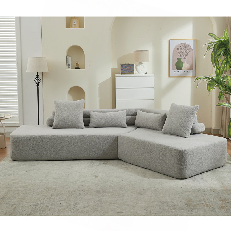 Canapé modulaire rembourré 128 po 128 po, Gris clair