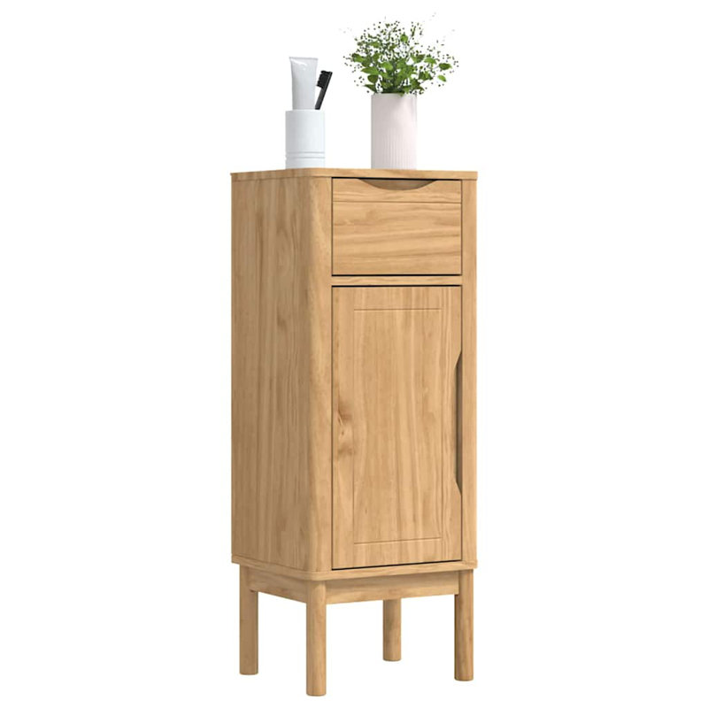 Solid Wood Bathroom Cabinet, Brown