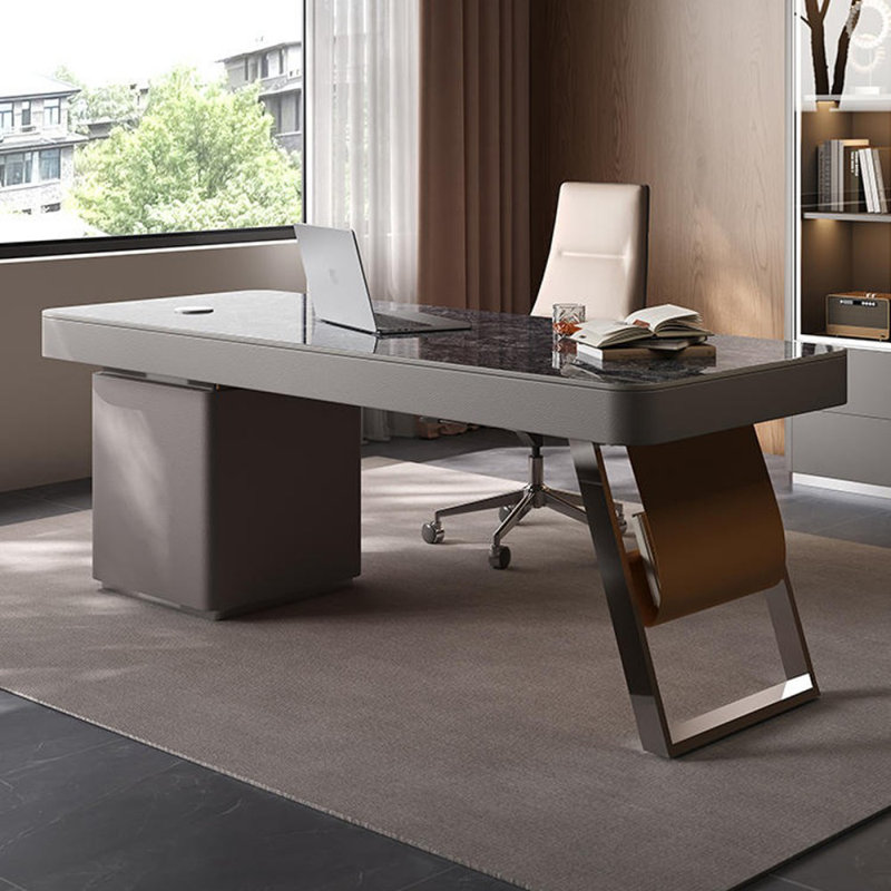 Bureau rectangulaire à 6 tiroirs en bois massif et manufacturé, H 29,53 po x l 70,87 po x P 27,56 po