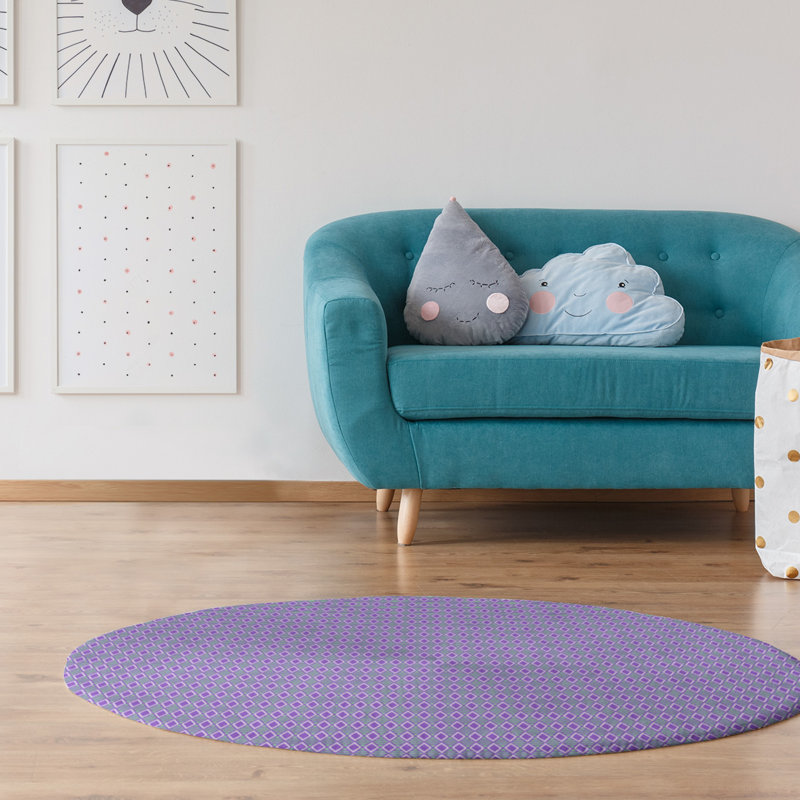 Chenille Geometric Indoor Rug, Round 5'