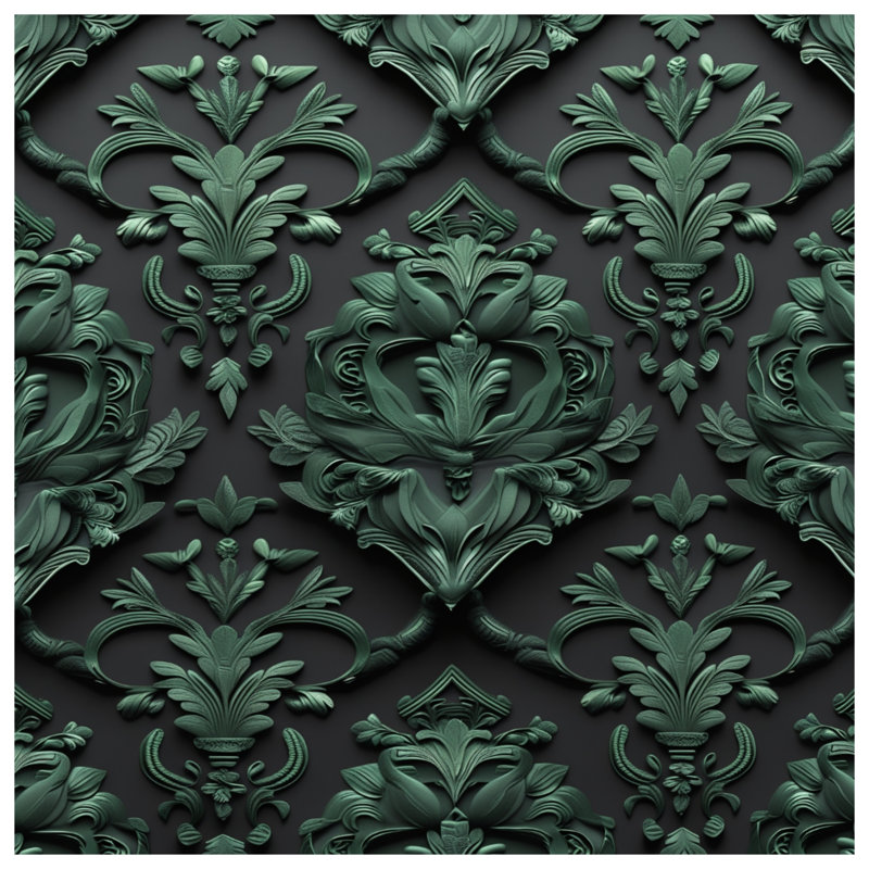 Couvre-lit matelassé damassé vert orné toutes tailles, Full / Double