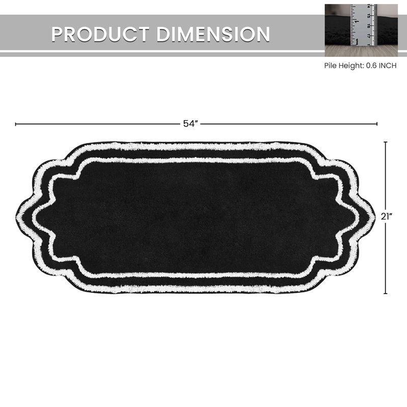 Tapis pour salle de bain Dobrinka, Noir, 21 po x 54 po (rectangle)