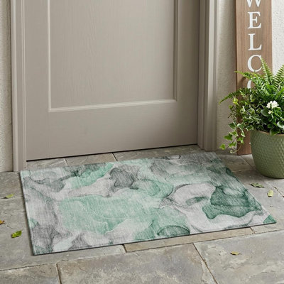 Tapis extérieur lavable et antidérapant abstrait 2 pi x 3 pi vert