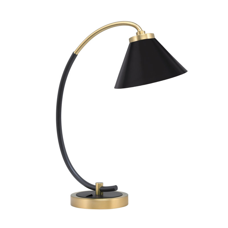 Lampe de bureau en acier inoxydable Waldena, Noir mat / laiton, Noir