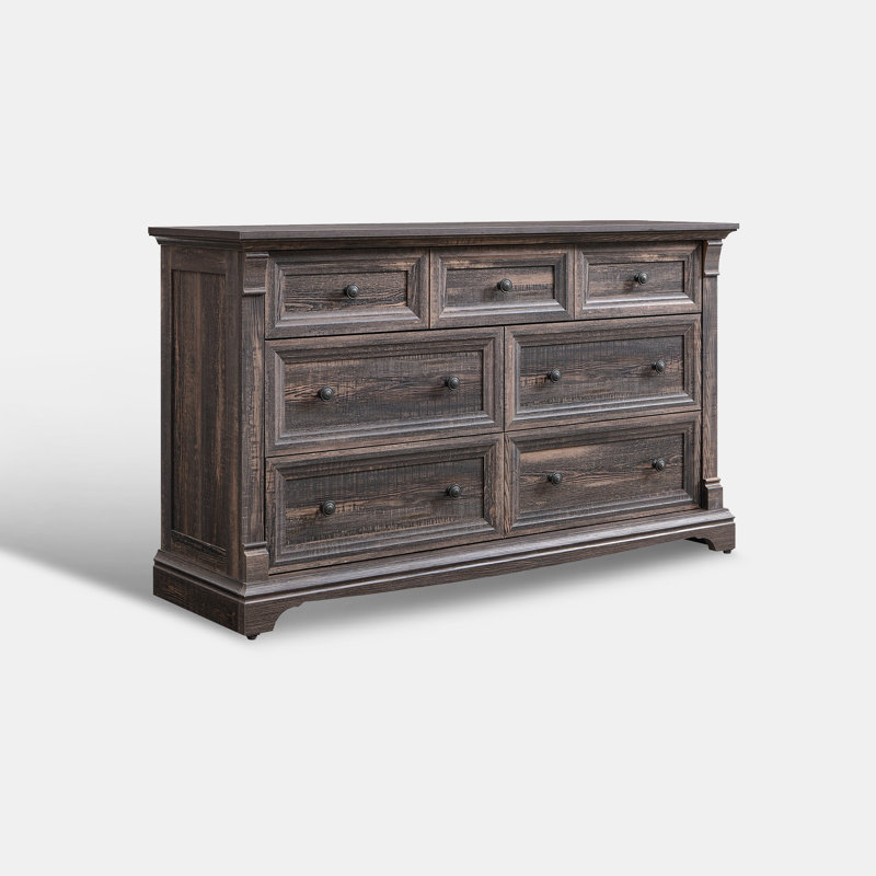 Commode à 7 tiroirs Roman, Chêne rustique foncé
