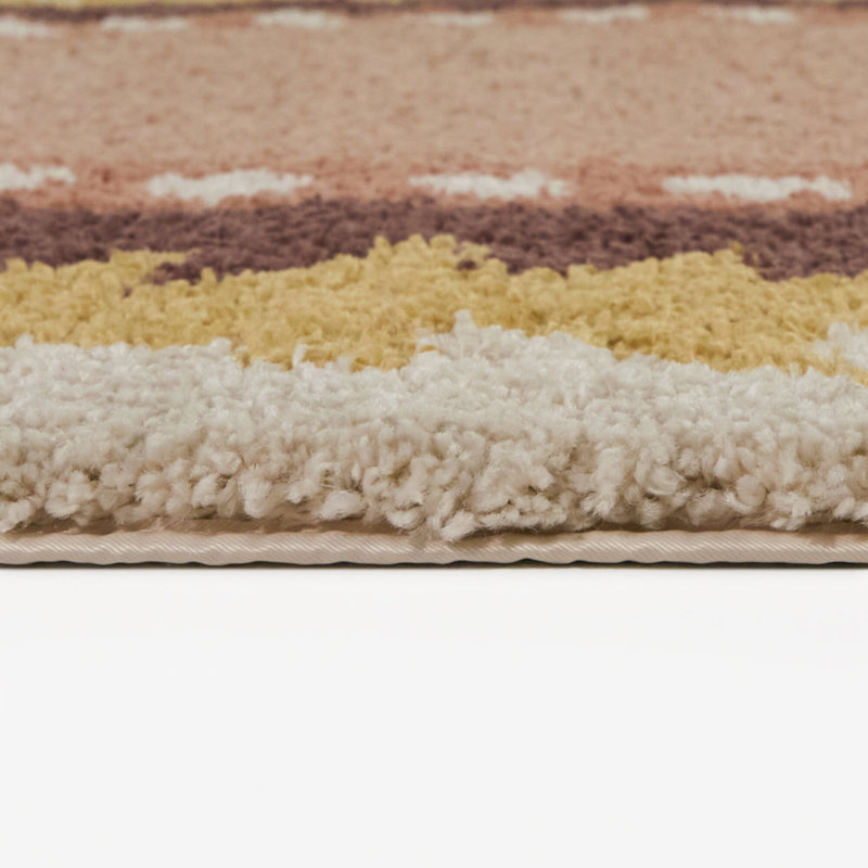 Tapis ovale à bordure triangulaire jaune / corail Machado, Ovale 6 pi 7 po x 9 pi, Jaune / corail