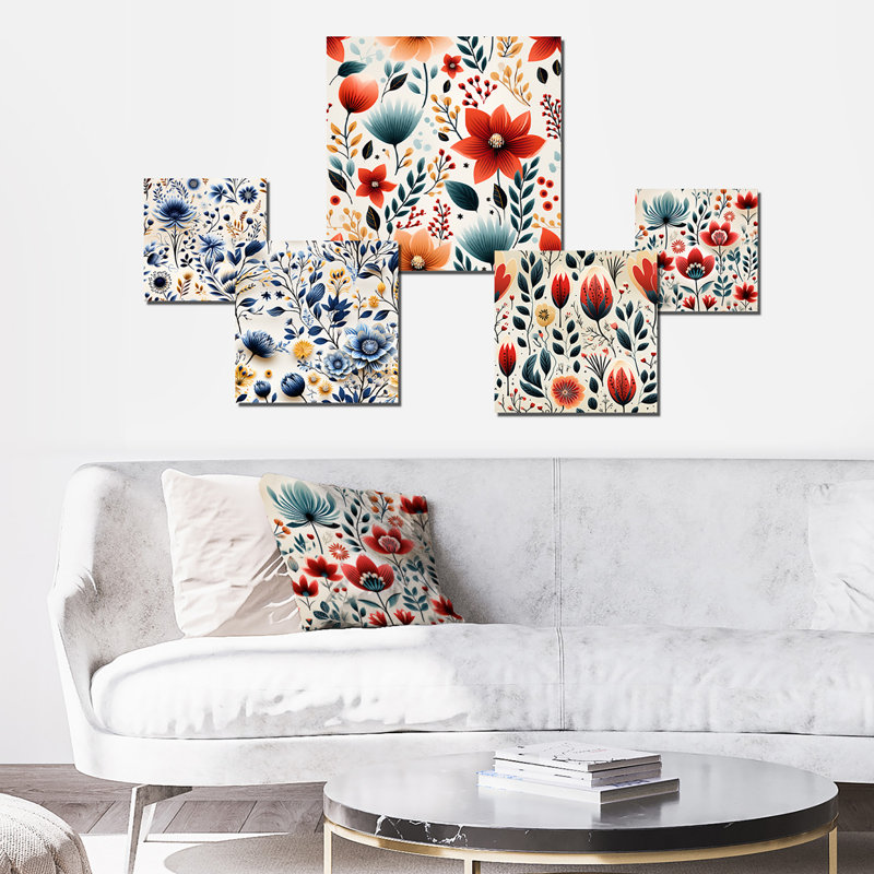 Hardman - Ensemble d'art mural floral de 5