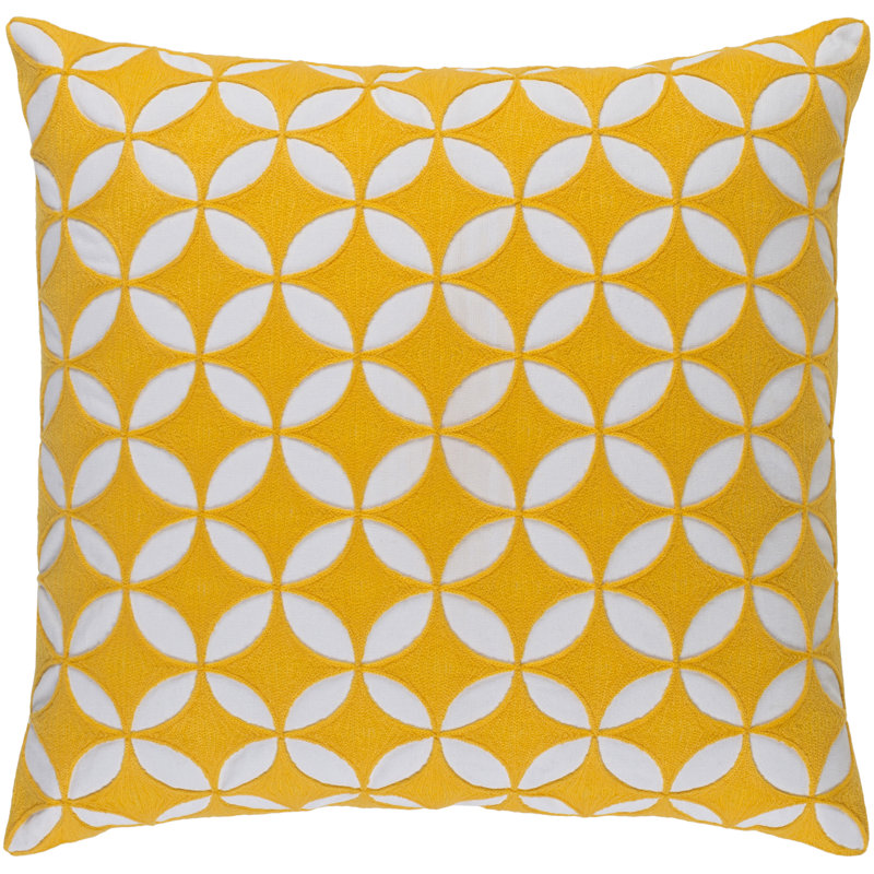 Toccoa Geometric Cotton Throw Pillow, 18" H x 18" W x 4" D, Sunflower/Ivory