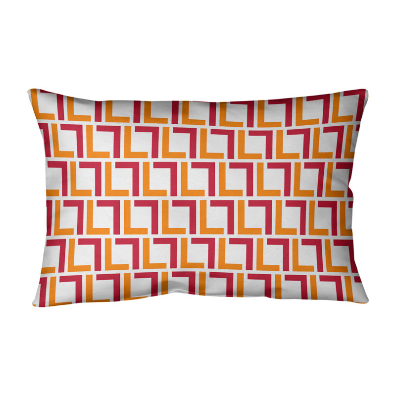 Geometric Throw Pillow, Poly Twill, White/Orange/Red