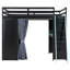 Lit mezzanine pleine grandeur avec garde-robe, tablettes de rangement, rideaux occultants et lumières RVB, lit en bois pour enfants peu encombrant, noir et bleu-1324948