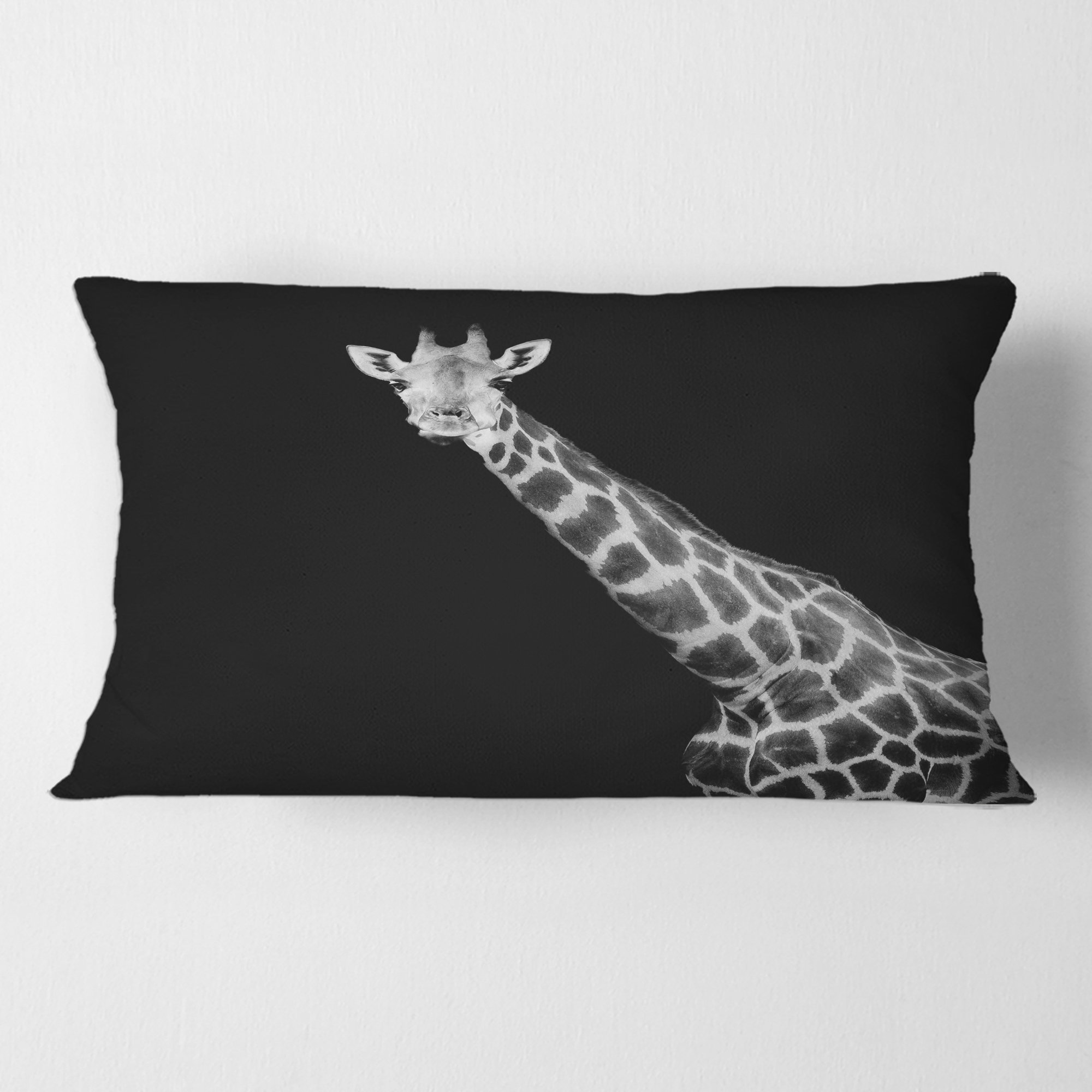 Rectangle Giraffe Design Art Close up Portrait of a Giraffe I Rectangular Pillow Cover ...