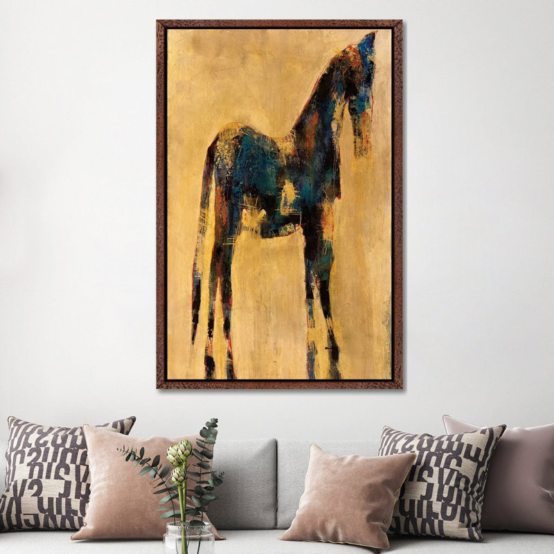 Indigo - Painting on Canvas, 152.5 cm H x 101.5 cm W, Classic Brown Wood Framed