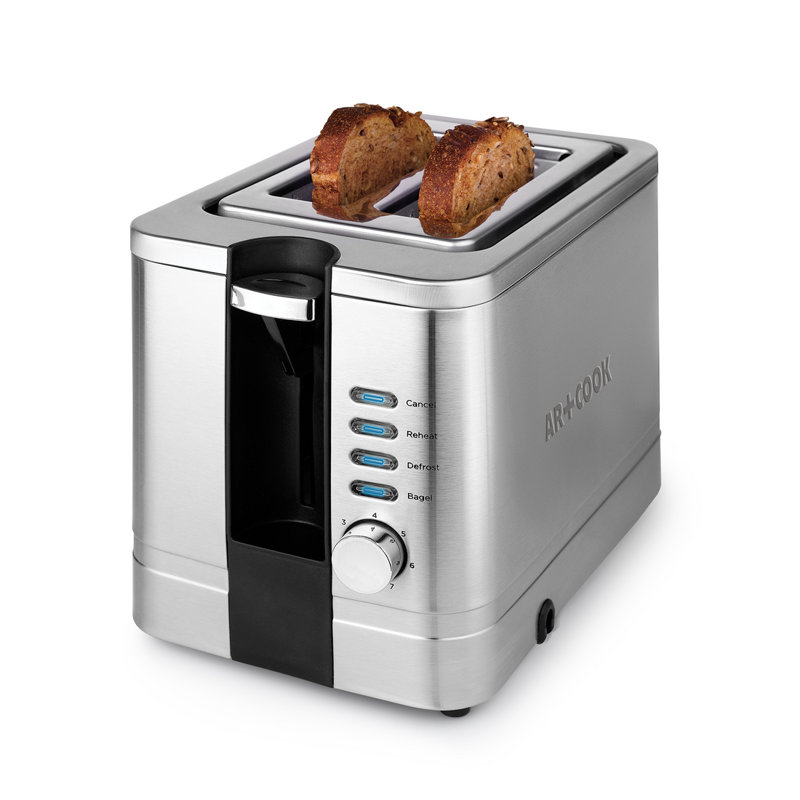 Stainless Steel 2-Slice Toaster with Wide Slots and Crumb Tray