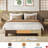 Wooden Bed Frame for Mattress, Farmhouse Platform Bed with Reinforced Slats & Center Support, No Box Spring Needed-1417589221