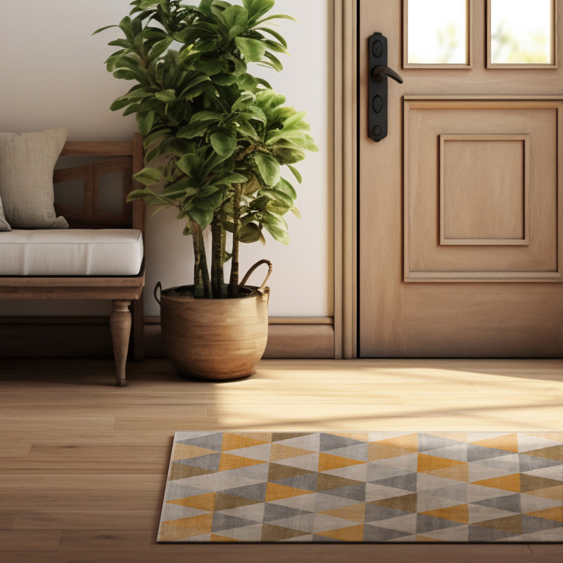 Tapis jaune Dhurrie 2 pi x 6 pi