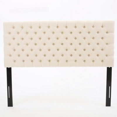 Tête de lit capitonnée capitonnée de conception moderne à boutons, tête de lit réglable en bois massif, tête de lit en bois massif avec pieds en métal durables dans la chambre à coucher