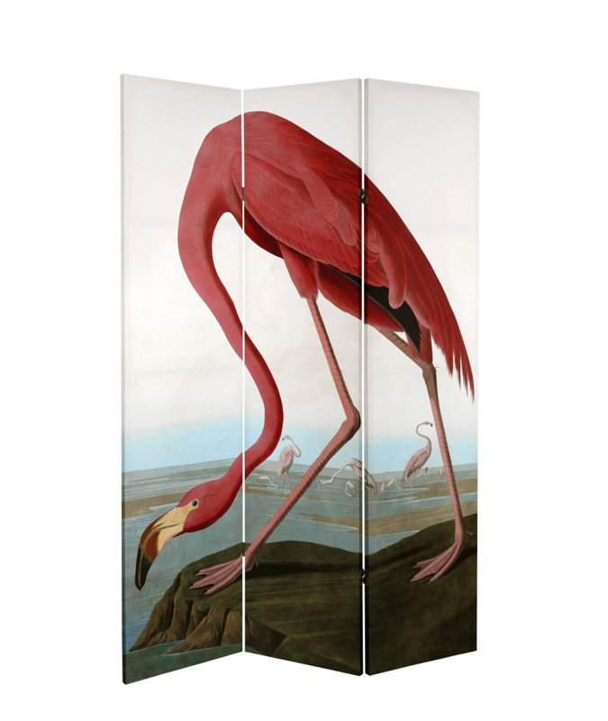 Paravent Audubon Heron and Flamingo