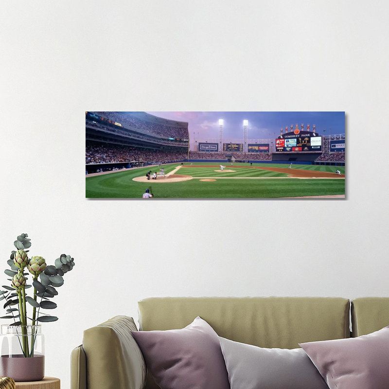 USA, Illinois, Chicago, White Sox, Baseball 1 Piece Wrapped Canvas Panoramic Wall Art, 30.48 cm H x 91.44 cm W x 3.175 cm D