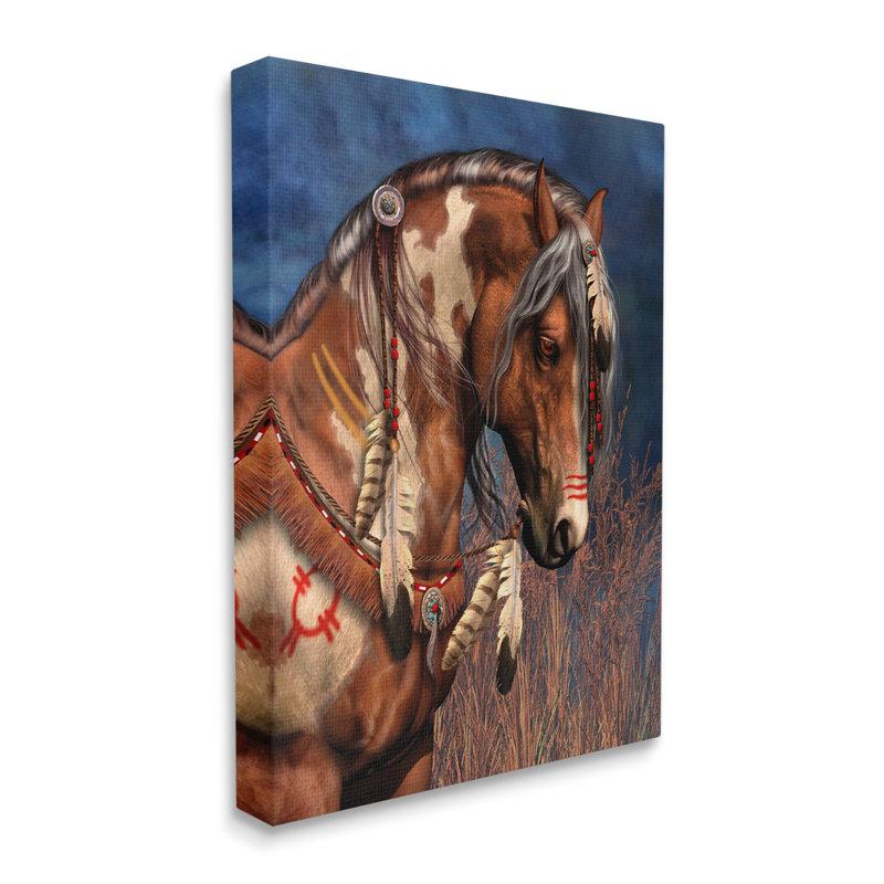 Az-064 - Portrait de poney de guerre encadré par Laurie Prindle, Giclée encadrée blanc bord de mer