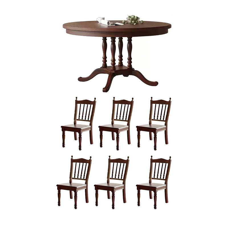 French elegant solid wood round table set